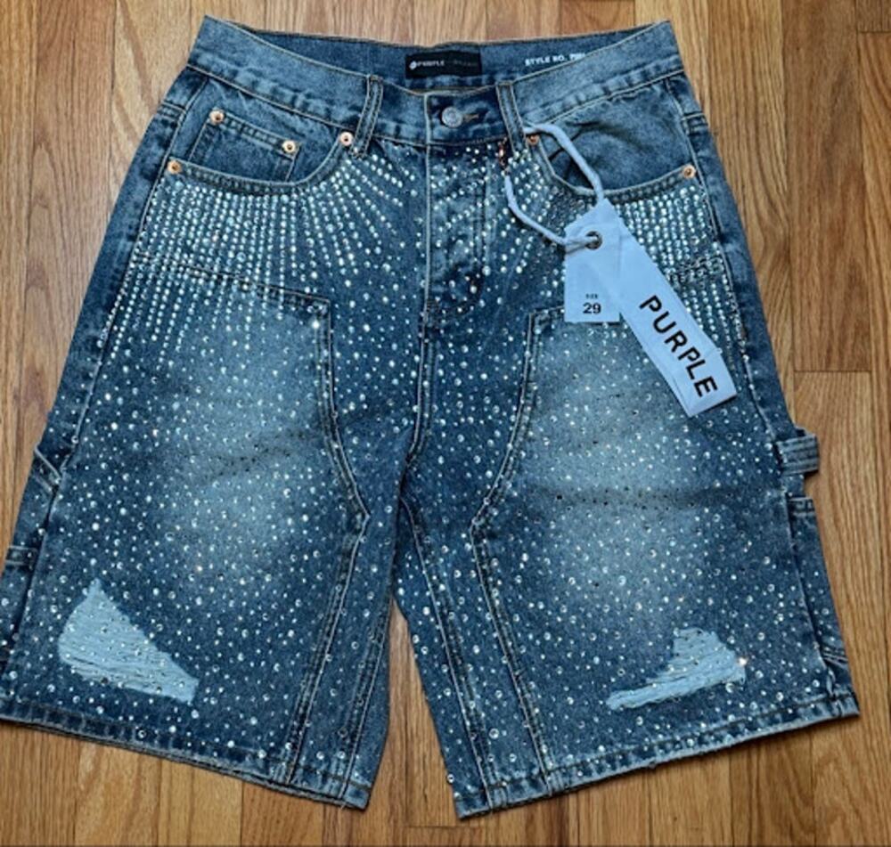 Purple Brand Crystal Rhinestone Carpenter Jorts size 29 NWT